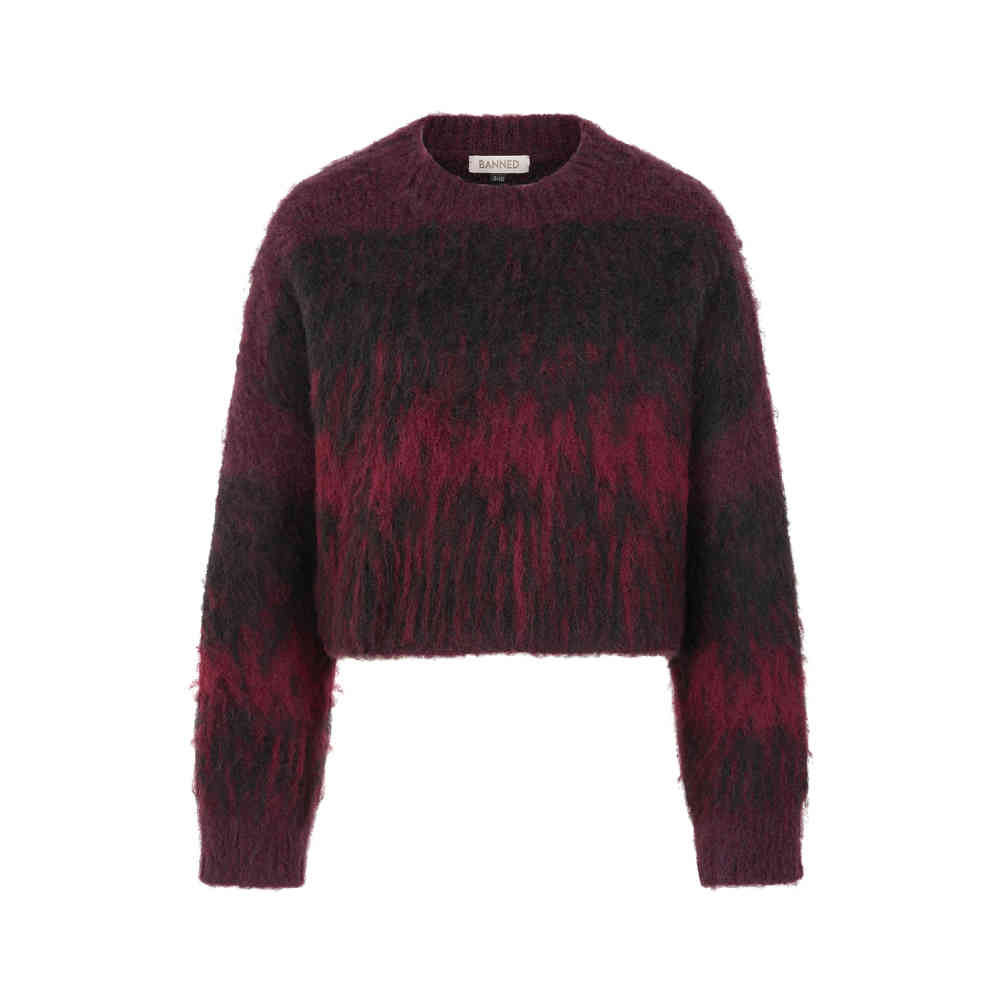 Banned - Arwen Gebreide trui - Zwart/Bordeaux rood